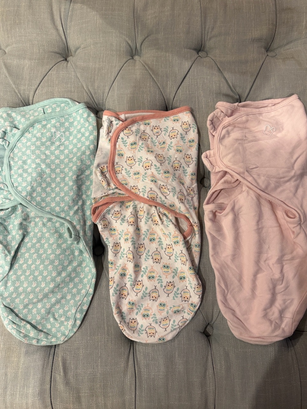 SwaddleMe Baby Sleep Sacks Set in Mint, Multi-Color Owl Print & Pink